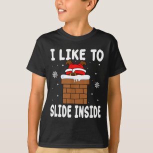 I Like To Slide Inside Funny Xmas Couple  T-Shirt