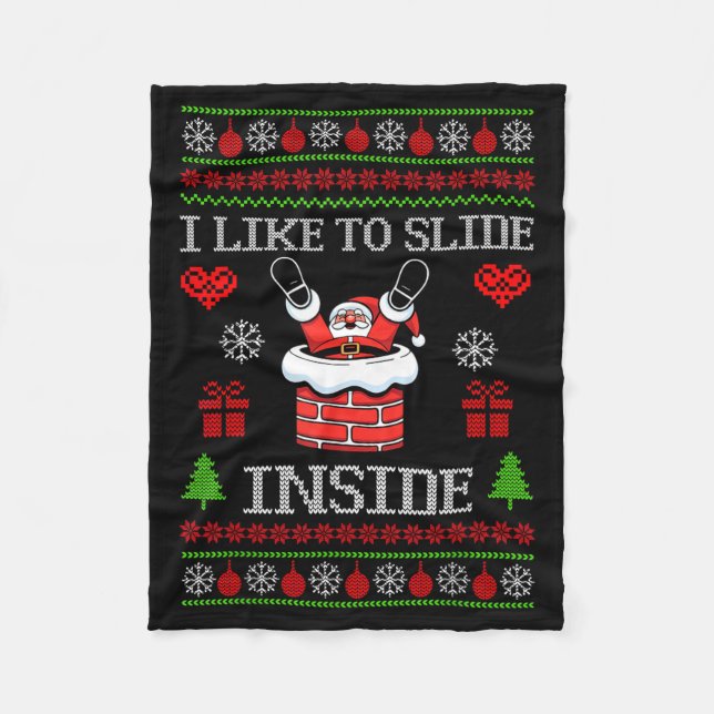 I Like To Slide Inside I Like To Ride On Top Coupl Fleece Blanket (Front)