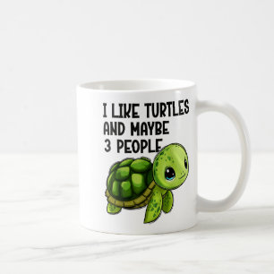 I Like Turtles And Maybe Three People Funny Retro  Coffee Mug