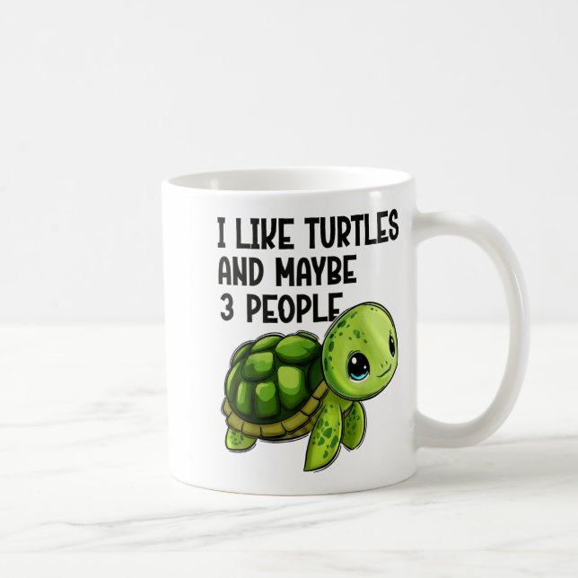 I Like Turtles And Maybe Three People Funny Retro  Coffee Mug (Right)