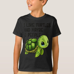 I Like Turtles And Maybe Three People Funny Retro  T-Shirt