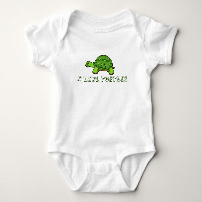 I Like Turtles Baby Bodysuit (Front)