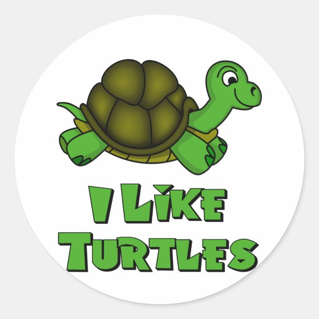 I Like Turtles Classic Round Sticker (Front)