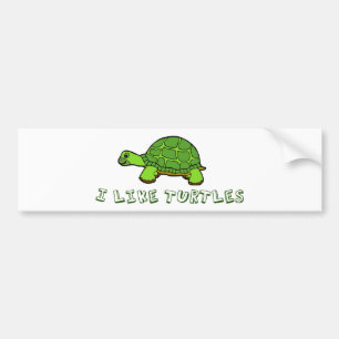 I Like Turtles Green Cute Bumper Sticker
