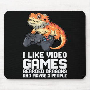 I Like Video Games Bearded Dragon Gamer Introvert Mouse Pad