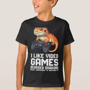 I Like Video Games Bearded Dragon Gamer Introvert  T-Shirt