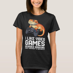 I Like Video Games Bearded Dragon Gamer Introvert T-Shirt
