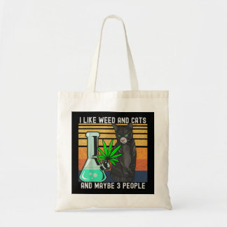 I Like Weed My Cat And Maybe 3 People Retro Tote Bag