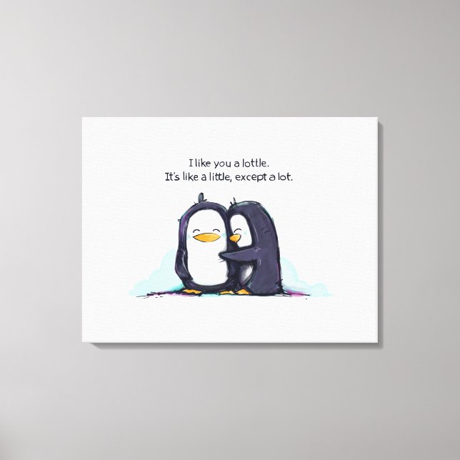 I Like You a Lottle Penguins -Wrapped Canvas Print (Front)