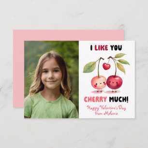 I Like You Cherry Much Classroom Photo Valentine  Card