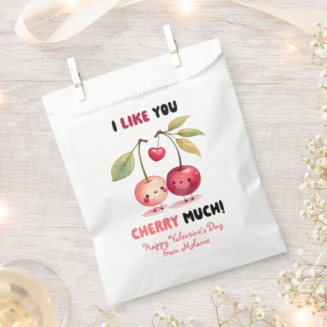 I Like You Cherry Much Classroom Valentine's Day Favour Bag (Clipped)
