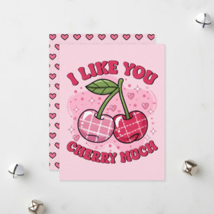 I Like You Cherry Much Cute Retro Valentine Holiday Card