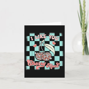 I Like You Cherry Much Funny Retro Love Valentine Card