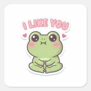 I Like You Frog Sticker Cute Shy Frog Romantic Kaw