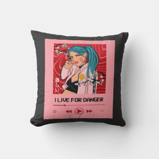 I Live For Danger - Anime Design For Music Lover Throw Pillow