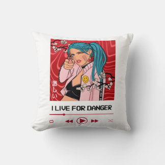 I Live For Danger - Anime Design For Music Lover   Throw Pillow