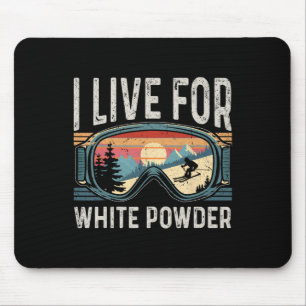 I Live For White Powder Snowboarding Retro Vintage Mouse Pad