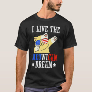 I Live The Meowican Dream Independence Day Dabbing T-Shirt