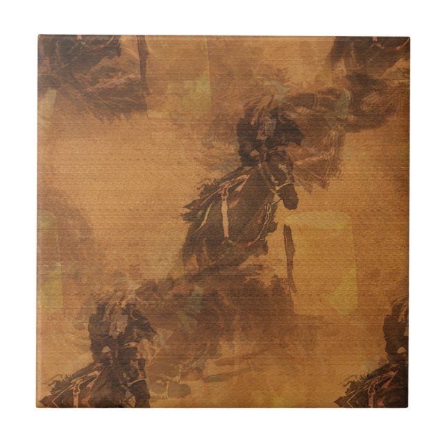 I Live To Barrel Race - Rodeo Event  Square  Tile (Front)