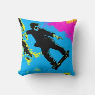 I Live To Fly - Skateboarder Throw Pillow
