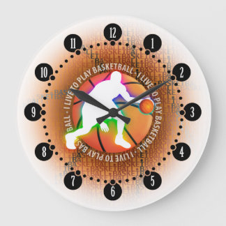 I live to play basketball | Sport Gift Large Clock