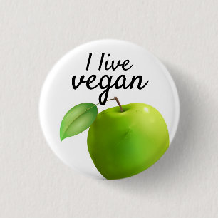 i live vegan 1 inch round button