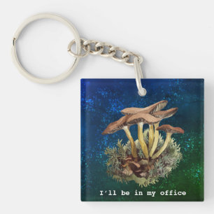 I’ll Be in My Office Watercolor mushrooms Keychain