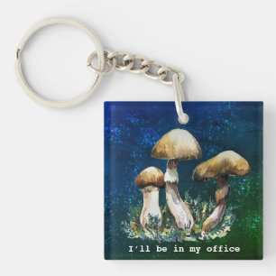 I’ll Be in My Office Watercolor mushrooms Keychain