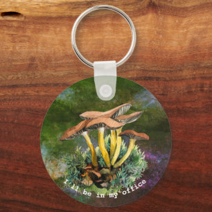I’ll Be in My Office Watercolor mushrooms Keychain