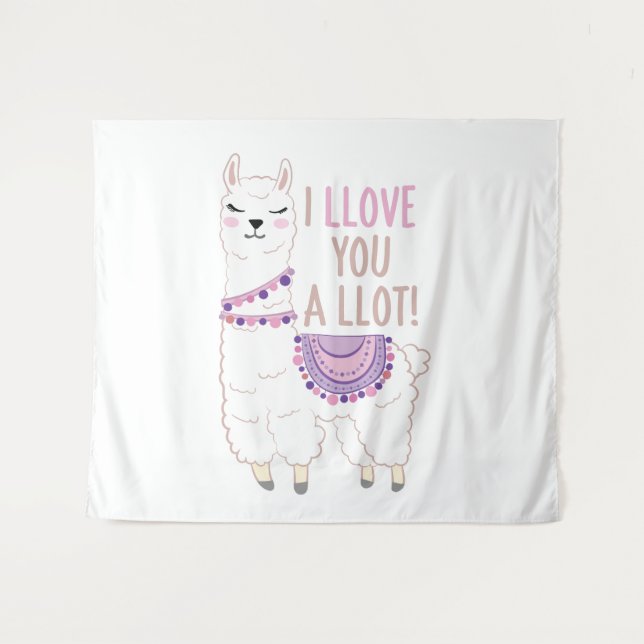 I Llove You a Llot - Funny Llama Tapestry (Front (Horizontal))