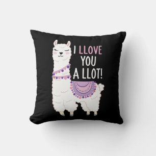 I Llove You a Llot - Funny Llama Throw Pillow