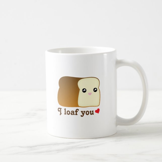 I loaf you kawaii bread funny cartoon food pun coffee mug (Right)