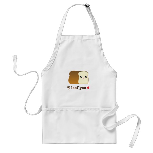 I Loaf You Kawaii Bread Funny Cartoon Food Pun Standard Apron (Front)