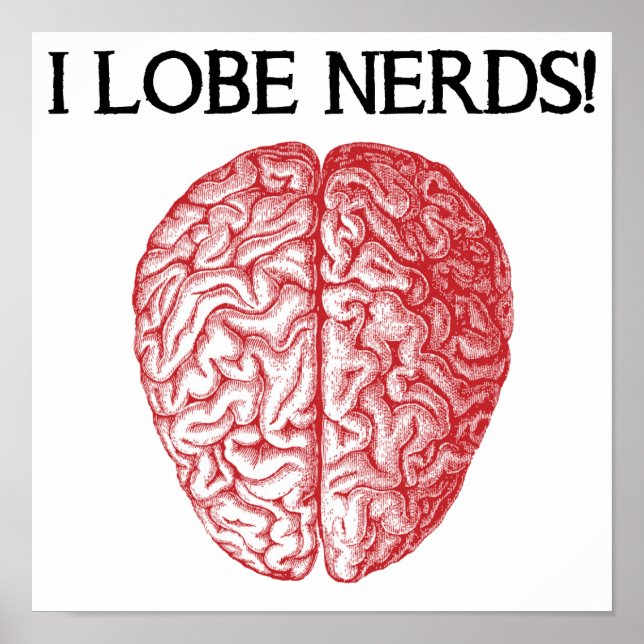 I Lobe Nerds Lobe Funny Poster Signe (Devant)