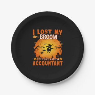 I lost My Broom Accountant Witch Halloween Party Paper Plate