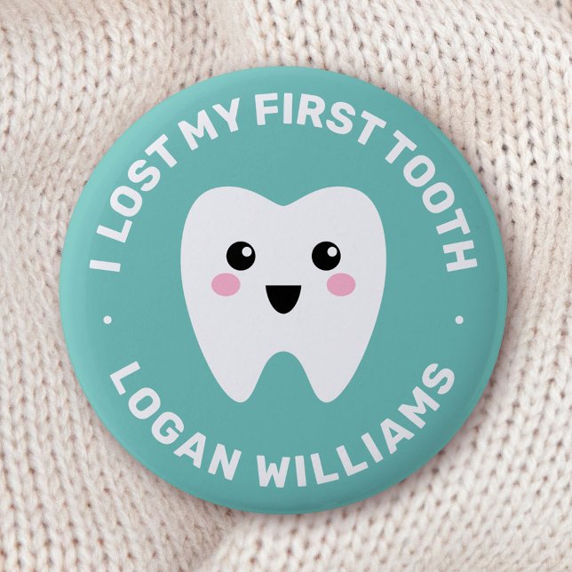 I lost my first tooth teal blue badge 2 inch round button (Creator Uploaded)