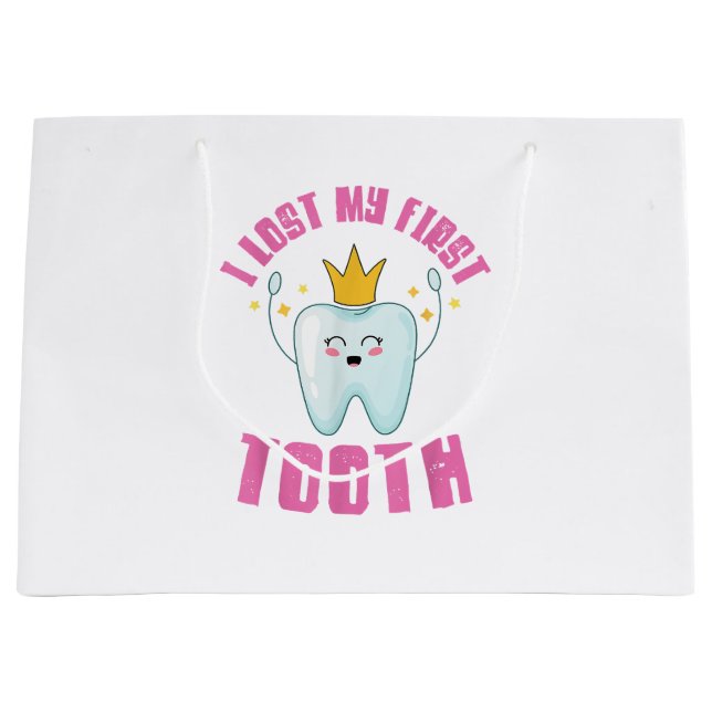 I Lost My First Tooth Teeth Out Kids Gift  Large Gift Bag (Front)