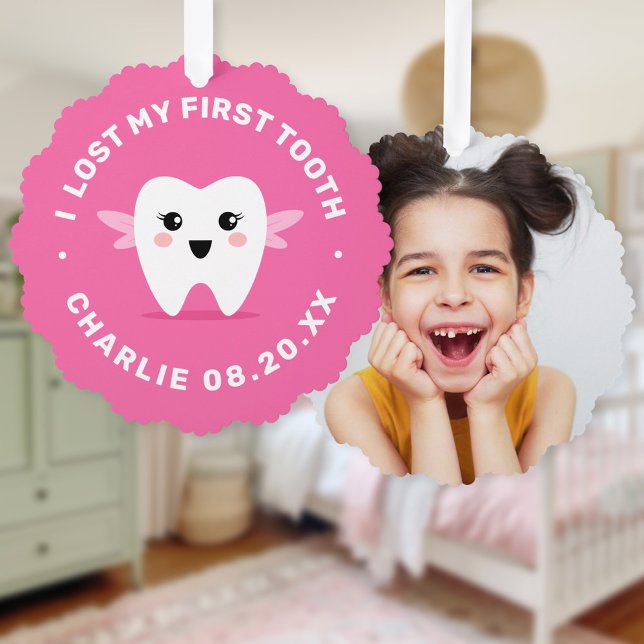 I lost my first tooth tooth fairy pink ornament card (I lost my first tooth tooth fairy pink ornament card)