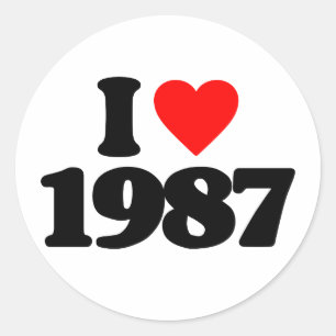 I LOVE 1987 CLASSIC ROUND STICKER