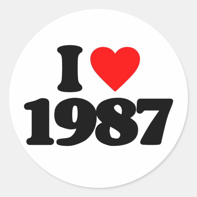 I LOVE 1987 CLASSIC ROUND STICKER (Front)