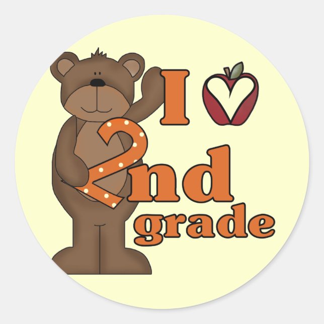 I Love 2nd Grade Tshirts and Gifts Classic Round Sticker (Front)