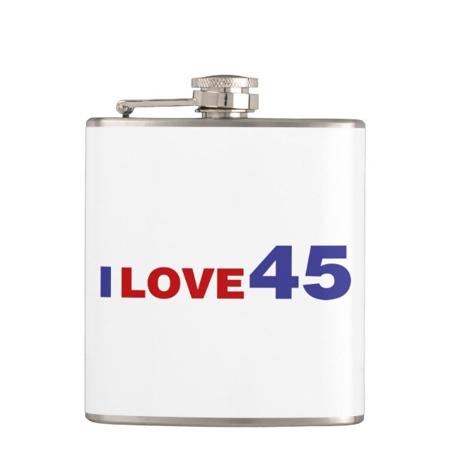 I Love 45 Hip Flask (Front)