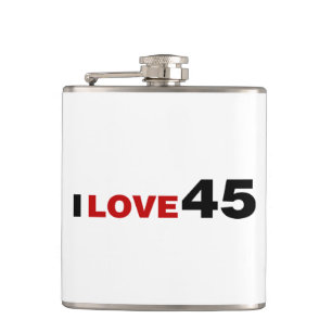 I Love 45 Hip Flask