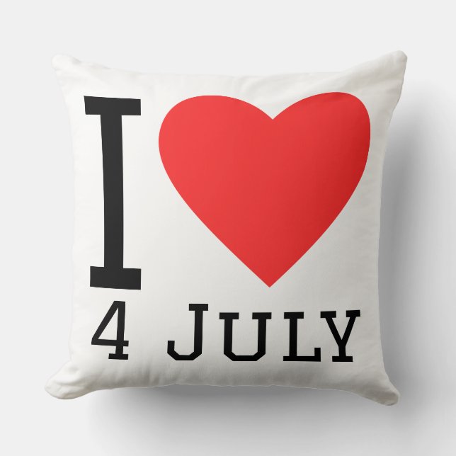 I love 4 July Throw Pillow (Front)