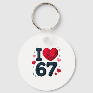 I Love 67 Cute Cozy 67 Knitted Yarn Pattern 67 Mem Keychain