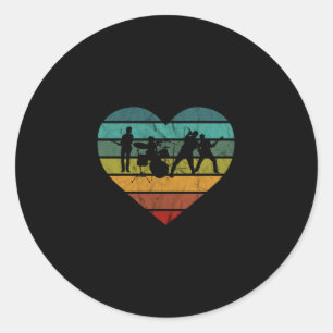 I Love 70s Music Band Vintage Heart Classic Round Sticker