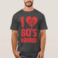 I Love 80s Horror Heart Pentagram Scary Movie Retr