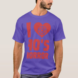 I Love 90s Horror Heart Pentagram Scary Movie Retr T-Shirt