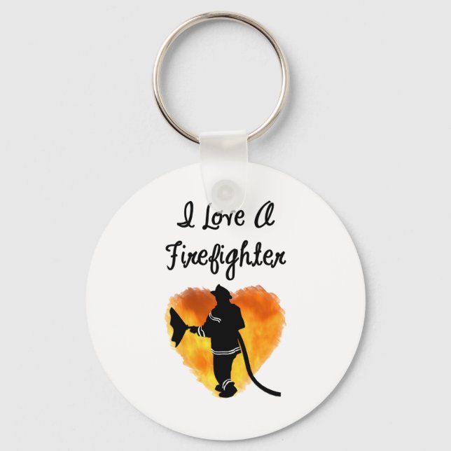 I Love A Firefighter Keychain (Front)