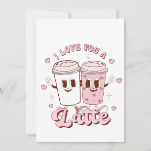 I Love a Latte Groovy Bubble Tea Valentine Lovers  Invitation